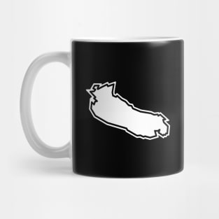 Gabriola Island Outline in Bright White with Black Outline - Gabriola Island Mug